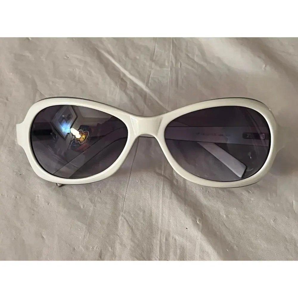 Kenneth Cole New York KCC36 White Oval Sunglasses Gray Lenses Women's 57-20-130